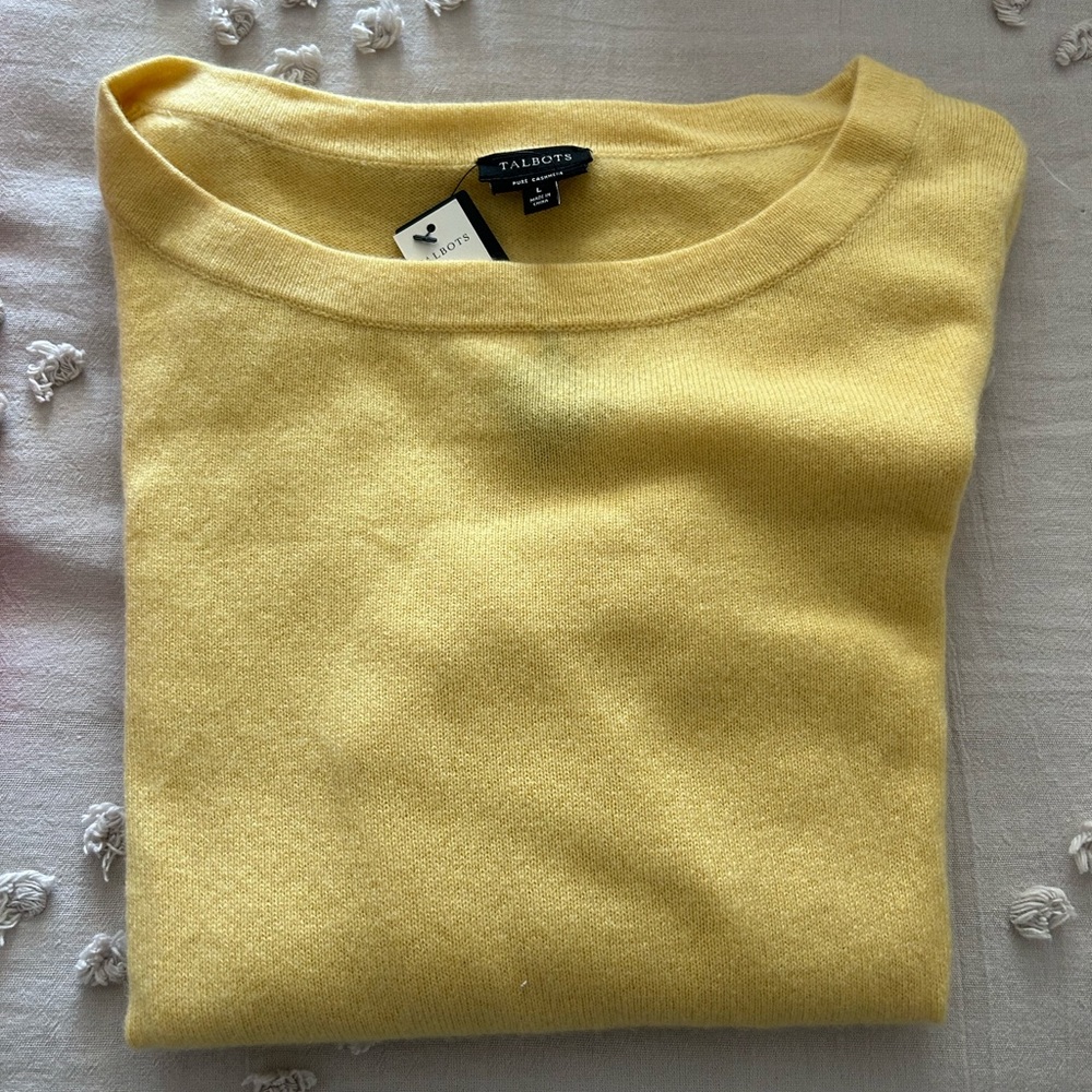 Yellow Talbots cashmere boatneck sweater